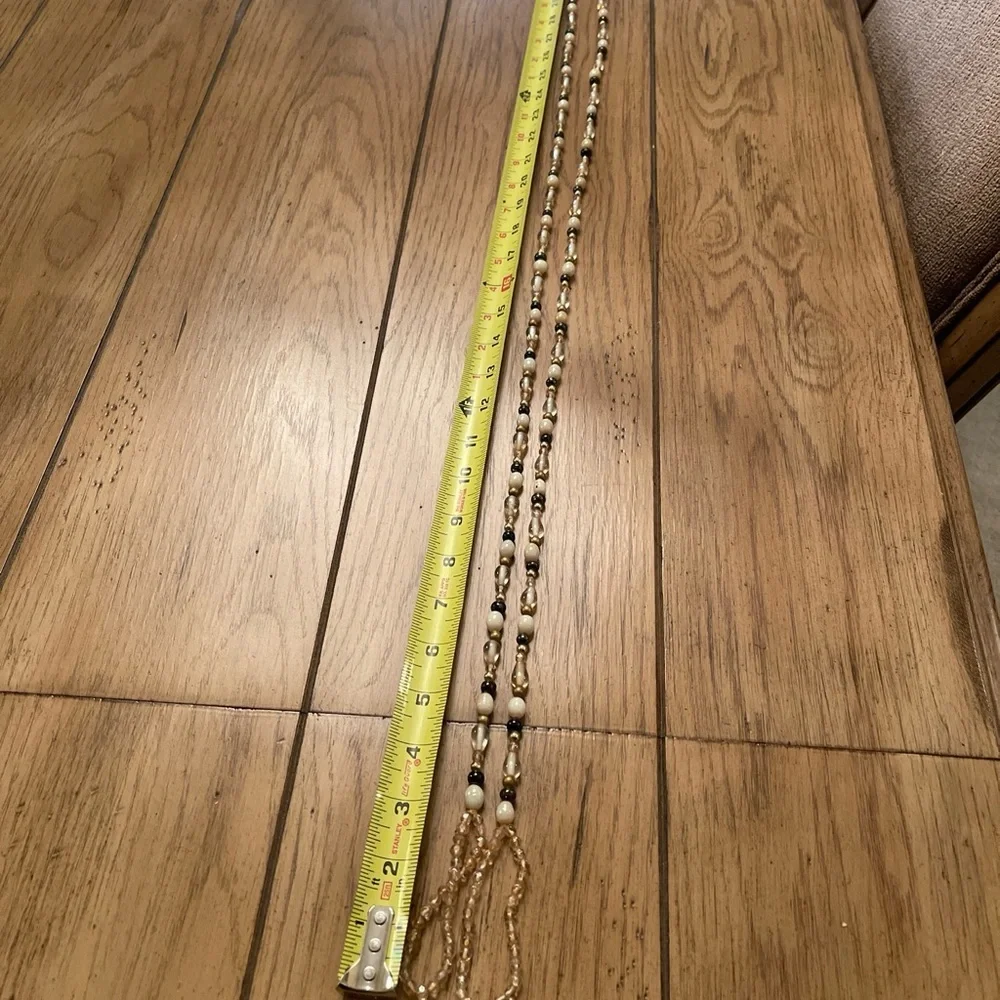 Tie Backs Glass Beads Lot of 2 Cream, Brown & Gold Curtain, Bath Towels Tie Back